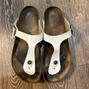 White leather Birkenstocks sandals. Pre owned.